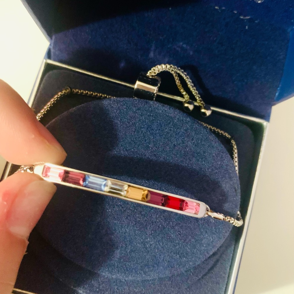 Sterling Silver Bracelet With Colored Gemstones